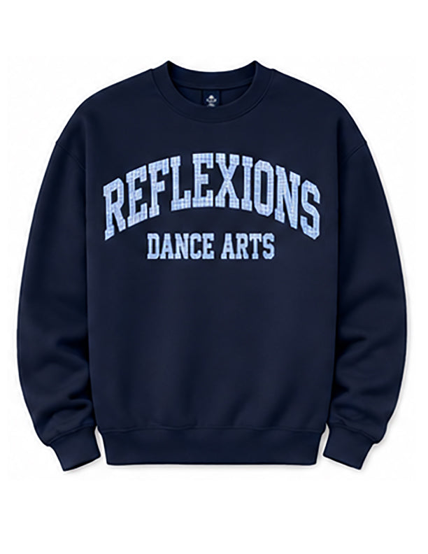 Reflexions Gingham Appliqué Navy Crewneck Sweatshirt Adult