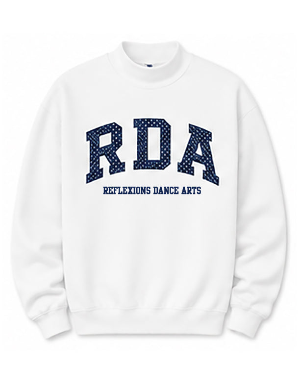 Reflexions Polka Dot Appliqué White Mock Turtleneck Sweatshirt Ladies