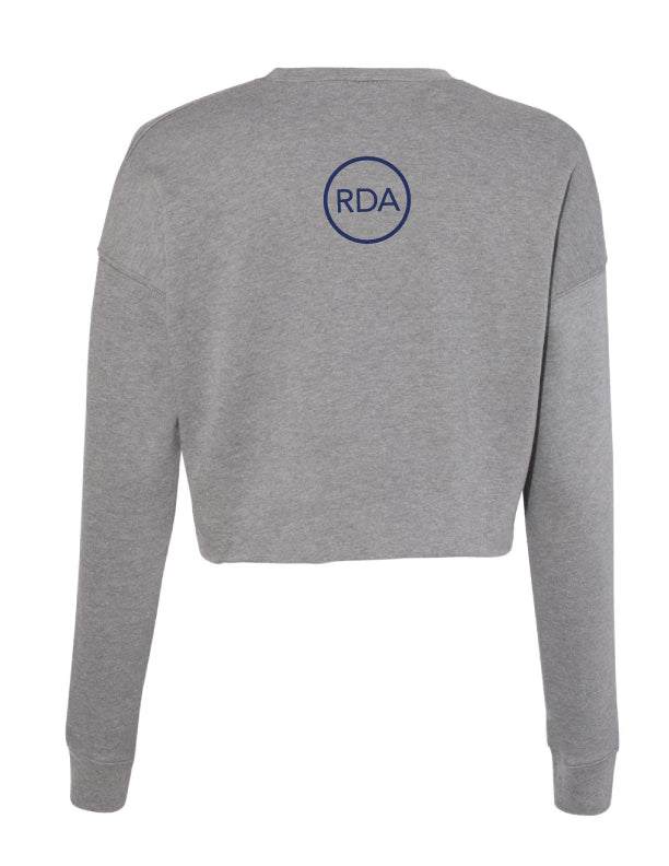 Reflexions Vertical Fun Ladies Crop Crewneck Sweatshirt Heather Grey