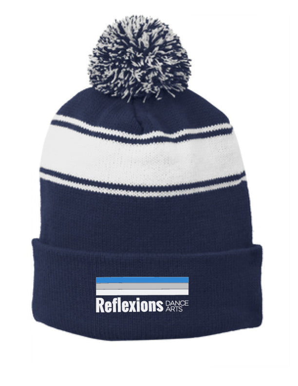 Reflexions Stripe Pom Pom Beanie