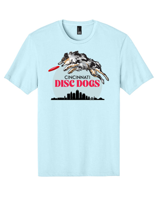 Cincinnati Disc Dogs Adult Cotton Short Sleeve T-Shirt Light Blue