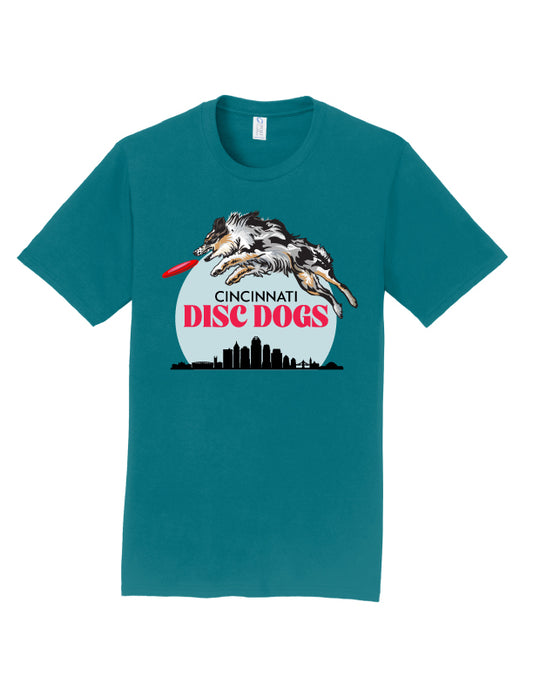 Cincinnati Disc Dogs Adult Cotton Short Sleeve T-Shirt Teal