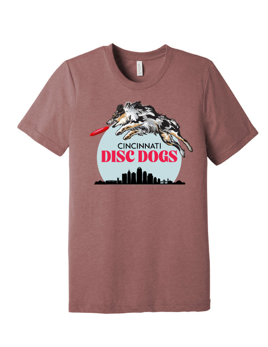 Cincinnati Disc Dogs Adult Tri-blend T-Shirt Mauve