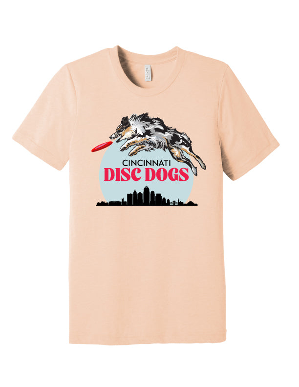 Cincinnati Disc Dogs Adult Tri-blend T-Shirt Peach