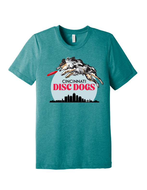 Cincinnati Disc Dogs Adult Tri-blend T-Shirt Teal