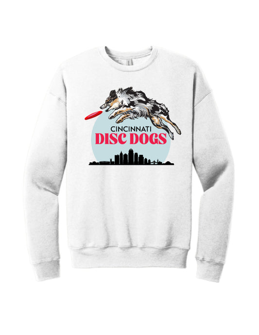 Cincinnati Disc Dogs Adult Crewneck Sweatshirt White