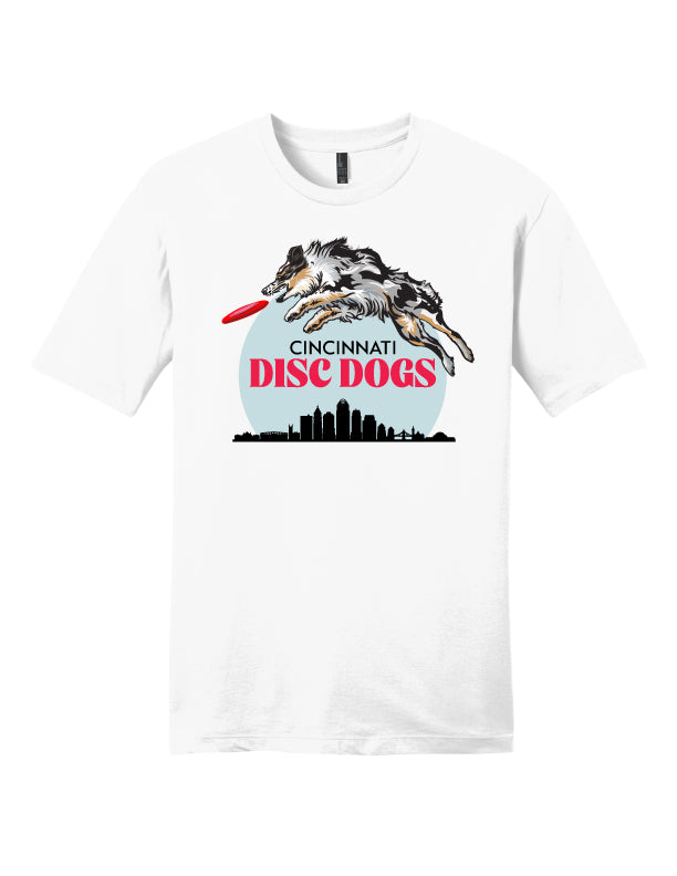 Cincinnati Disc Dogs Adult Cotton Short Sleeve T-Shirt White