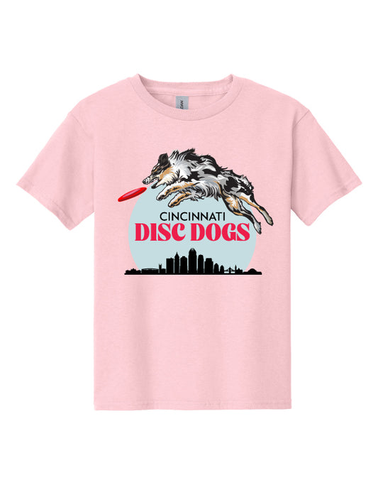 Cincinnati Disc Dogs Youth Short Sleeve T-Shirt Light Pink