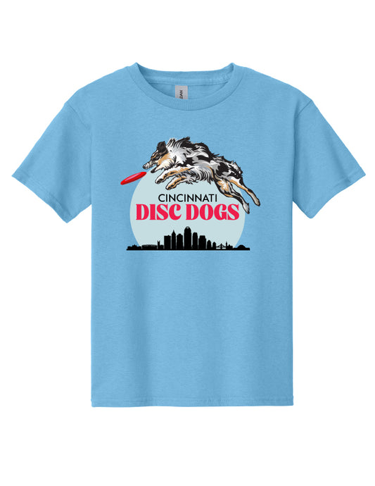 Cincinnati Disc Dogs Youth Short Sleeve T-Shirt Sky Blue
