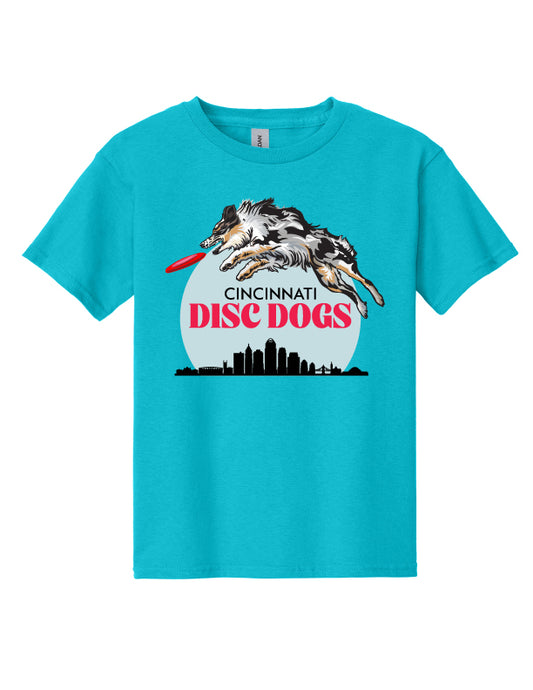 Cincinnati Disc Dogs Youth Short Sleeve T-Shirt Tropical Blue