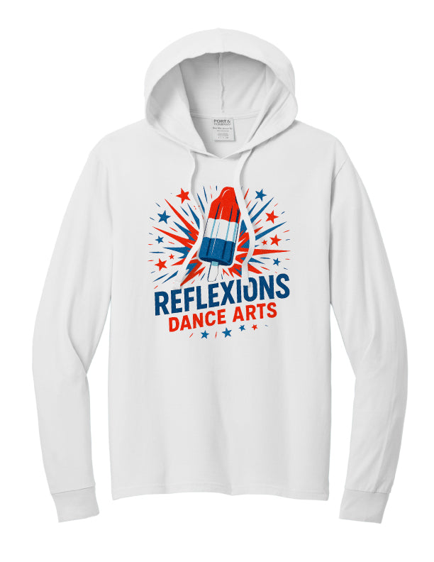 Reflexions MEMORIAL DAY Bomb Pop Adult Long Sleeve Hooded T-Shirt White