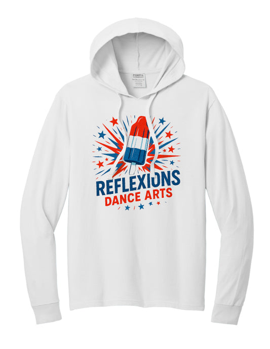 Reflexions MEMORIAL DAY Bomb Pop Adult Long Sleeve Hooded T-Shirt White