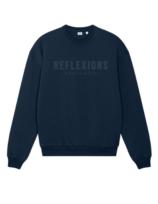 Reflexions Embroidered Adult Crewneck Sweatshirt Navy on Navy