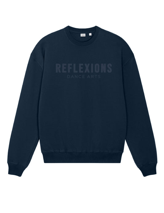 Reflexions Embroidered Adult Crewneck Sweatshirt Navy on Navy
