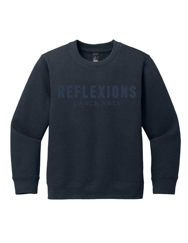 Reflexions Embroidered Youth Crewneck Sweatshirt Navy on Navy
