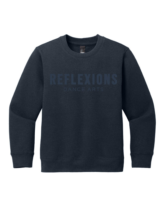 Reflexions Embroidered Youth Crewneck Sweatshirt Navy on Navy