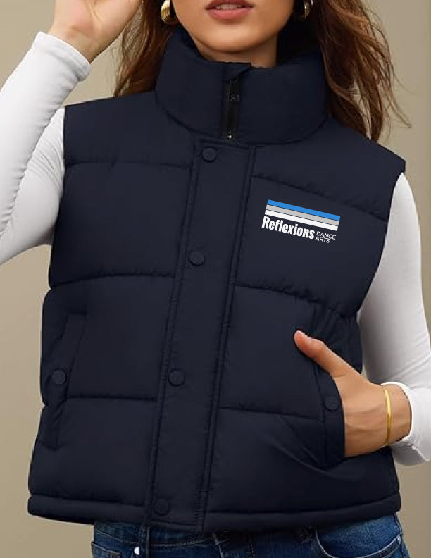 Reflexions Ladies Cropped Puffer Vest Navy