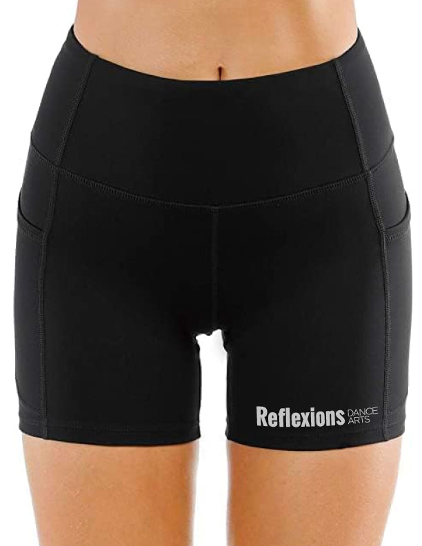 Reflexions Ladies Black High Waisted Yoga Shorts