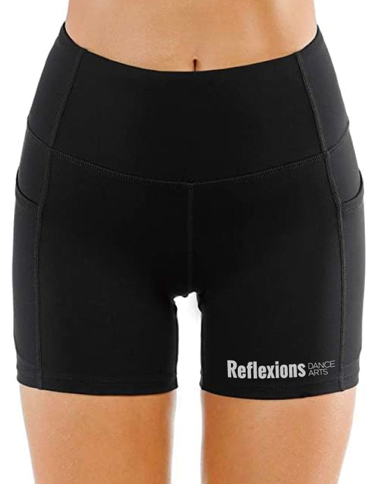 Reflexions Ladies Black High Waisted Yoga Shorts