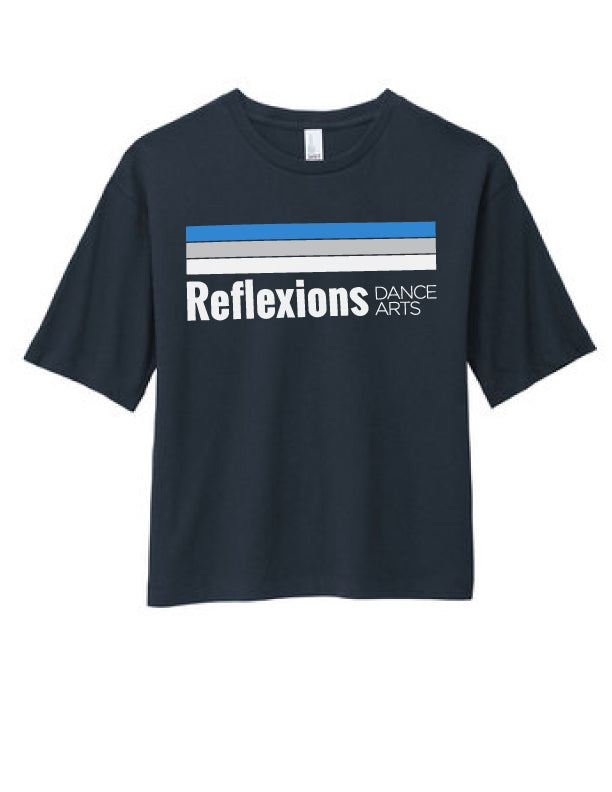 Reflexions Line Logo on Ladies Navy Boxy T-Shirt
