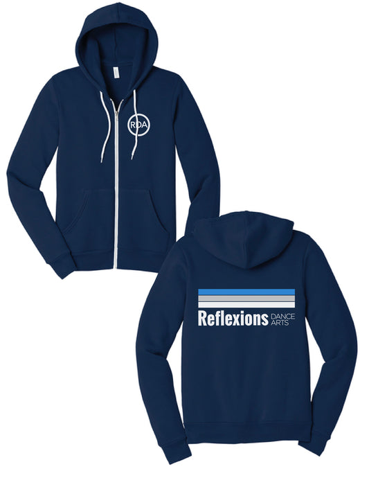 Reflexions Line Logo on Adult Navy Zip Hoodie