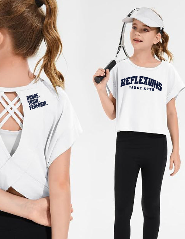 Reflexions Girls Open Back T Shirt White