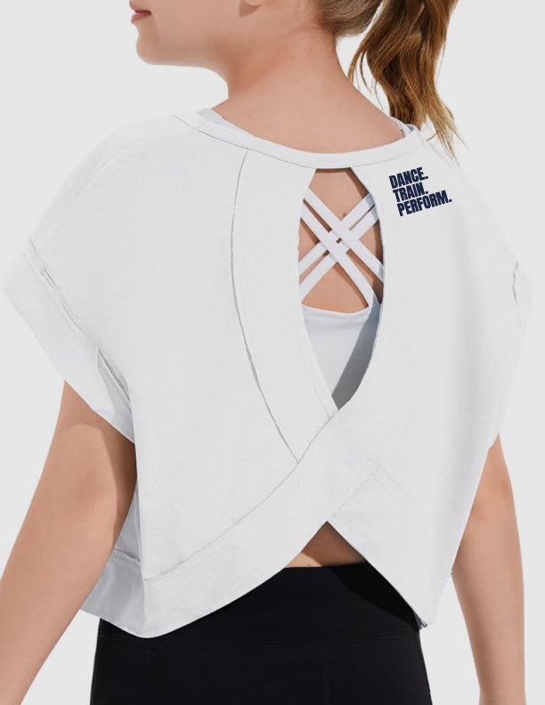 Reflexions Girls Open Back T Shirt White