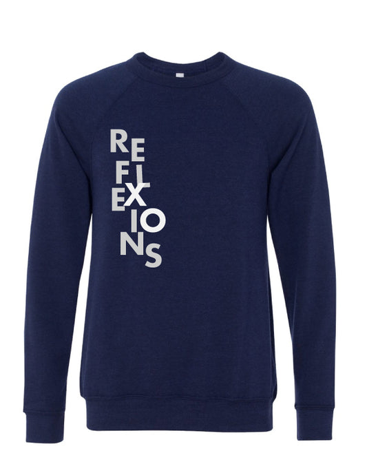 Reflexions Vertical Fun Adult Crewneck Sweatshirt Navy