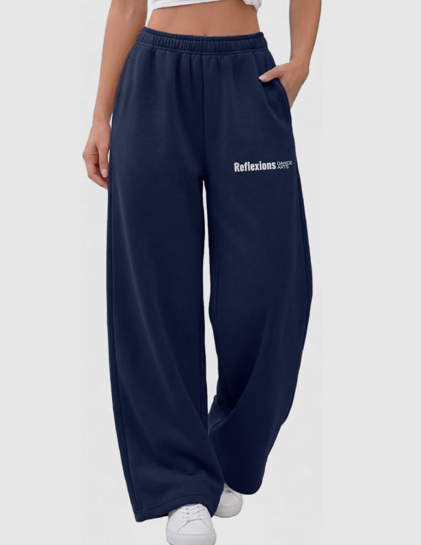 Reflexions Ladies Wide Leg Fleece Sweatpants Navy